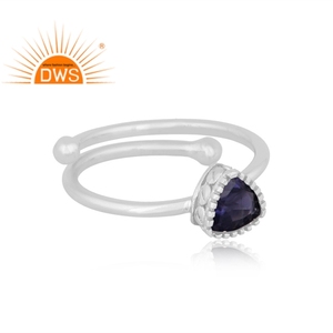 แหวนพลอยไอโอไลต์ธรรมชาติทำจากเงินแท้ดีไซน์ล่าสุดออกแบบได้ตามต้องการผู้ผลิตเครื่องประดับตามต้องการ - Product Image 3