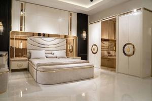 ชุดเตียงนอนหรูหราทันสมัย ดีไซน์สวยงาม พร้อมเบาะหนังปรับระดับได้ ผลิตจากไม้ MDF คุณภาพดี เหมาะสำหรับบ้าน อพาร์ทเมนต์ และโรงแรม - Product Image 5