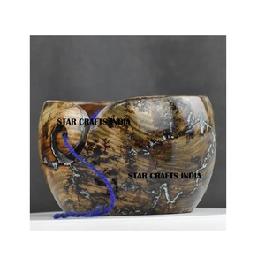 SCI présentant un bol de fil en bois de finition en résine à haute brillance bols de fil de crochet en métal en aluminium bols de fil de crochet - Product Image 1