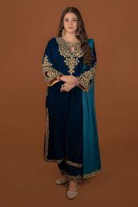 Superbe robe longue Kurta Salwar Dupatta 2024 robe lourde Zardozi broderie travail paillettes dentelle décoration naturelle pour les fêtes mariages - Product Image 2