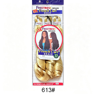 En stock : 3x <span class=keywords><strong>Tresses</strong></span> françaises bouclées pour <span class=keywords><strong>tresses</strong></span> au crochet, fibres premium pré-étirées, 3x boucles françaises, 22 pouces, livraison rapide - Product Image 2