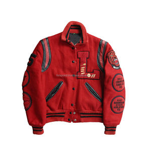 OEM Design personnalisé Hiver 100% Laine Broderie Polaire Lettre Bomber Latterman Varsity Veste Manteaux pour Hommes - Product Image 2