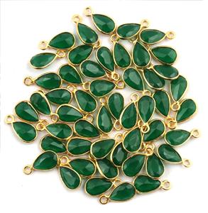 จี้ควอตซ์สีเขียวมรกตทรงลูกแพร์ ชุบทอง ประดับพลอยเหลี่ยมเพชรพลอย สำหรับทำเครื่องประดับ ขายส่ง - Product Image 4