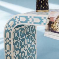 Table console de luxe décorative en os incrusté, style marocain et indien, table console exotique