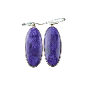 925 sello mujer compromiso y regalo de boda mejor calidad 925 plata esterlina sólida Charoite Spinner pendientes colgantes joyería - Product Image 1