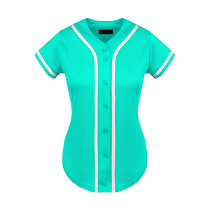 Camiseta de béisbol y softbol personalizable azul sólido para mujer, ropa deportiva impresa, logotipo bordado, botón de poliéster personalizable. - Product Image 3