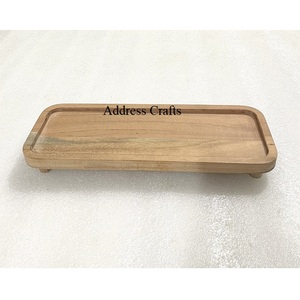 Plateau en bois d'acacia naturel, plateau de service simple et luxueux, assiettes en bois biologique, plateau à fruits, plateau à dessert, plateau à collation, plateau à petit-déjeuner - Product Image 1