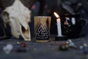 แก้วทรงแตรสไตล์สแกนดิเนเวียน Tankard เป็นที่นิยมมากที่สุดงานฝีมือธรรมชาติทำจากแก้วเครื่องดื่มชั้นนำฮอร์นยุคกลางบาร์ร้านอาหาร - Product Image 3