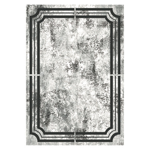 Tapis de salon en chenille gris argenté contemporain abstrait imprimé numériquement, lavable en machine, antidérapant, vente en gros RUGS DEPOT LXDP-1029 - Product Image 1
