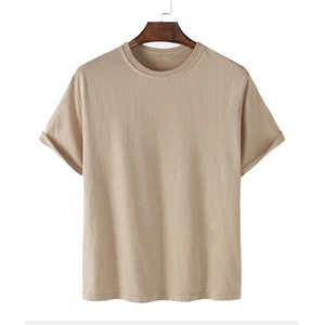 Nueva Camiseta Beige Extra Grande de Verano, 100% Algodón, Cuello Redondo, Manga Corta, Formal, Cómoda, para Gimnasio, Uso Diario, Secado Rápido - Product Image 1