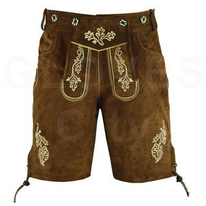 Authentique short bavarois pour homme Vêtements traditionnels allemands avec ceinture ou bretelles brodées classiques et détails - Product Image 3