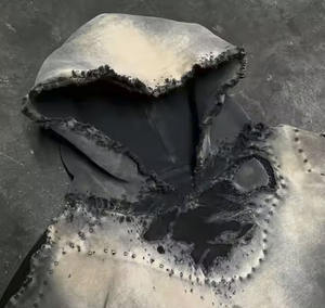 เสื้อสเวตเตอร์ผ้าฝ้ายแบบมีฮู้ดหนา450กรัมวินเทจผ้าซีดจางมีฮู้ดแบบไม่เป็นกรดสำหรับผู้ชาย - Product Image 3