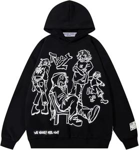 Estilo de moda Y2K Sudadera con capucha de gran tamaño con hombros caídos para mujer serigrafiada en la parte delantera y trasera capucha cálida y acogedora para mujer - Product Image 5