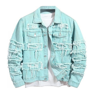 2025 vente en gros hommes hiver Denim veste coupe-vent épais polaire chaud hommes mode décontracté col de fourrure veste Style de détresse - Product Image 1