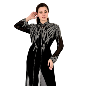 Robe Abaya Caftan Islamique de Haute Qualité en Georgette Printemps 2025 Moyen-Orient Dubaï Turquie Arabe Ouverture Devant Femme Légère - Product Image 1