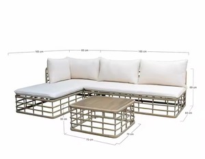 Thien Phu屋外ウィッカーパティオラタン家具セット強化ガラス会話ソファシートバッククッション別荘リビングパーク用