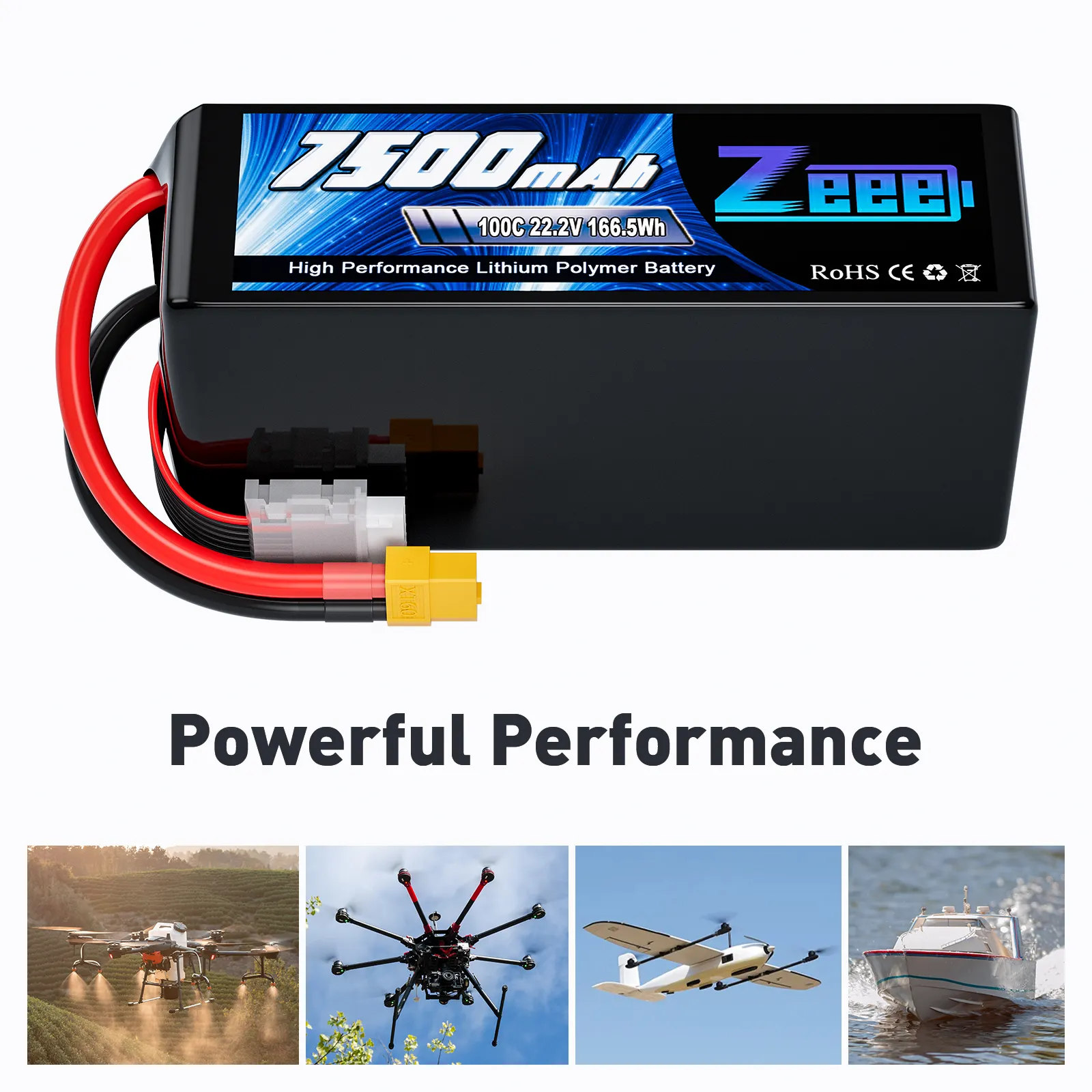 Zeee Drone FPV baterai 6S 22.2V, drone UAV pesawat terbang 6S 5200 V 6000/6500/7500/8000/9000/10000/12000mAh