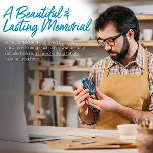 โกศขนาดเล็กของที่ระลึกสีน้ําเงินสําหรับเถ้ามนุษย์ - โกศเผาศพ ชุด 4 ชิ้นพร้อมกล่องและถุง - โกศสีน้ําเงินสําหรับเถ้าผู้ใหญ่ชายและหญิง - Product Image 6