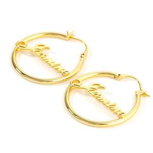 Boucles d'oreilles créoles personnalisées Jeulia Best Wishes en argent sterling avec placage or rose et perle - Product Image 3