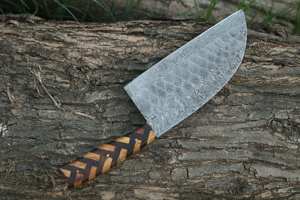 Couteau de chef en acier Damas fait à la main avec manche en bois cadeau de cuisine pour mari couteau de pêche serbe. - Product Image 3