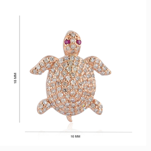 จี้รูปเต่าสีโรสโกลด์14K ทำด้วยมือจี้เพชรทำด้วยมือเครื่องประดับดีไซน์ใหม่จี้เต่าใส่ได้ทั้งชายและหญิงเครื่องประดับทับทิม - Product Image 1