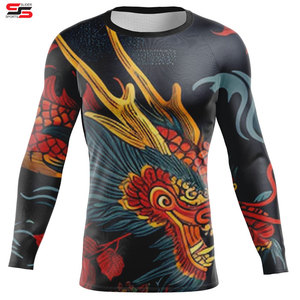 Rashguard vierge OEM Chemise de compression imprimée à manches courtes et manches longues Protège-éruptions en polyester à sublimation avec logo personnalisé pour hommes - Product Image 1