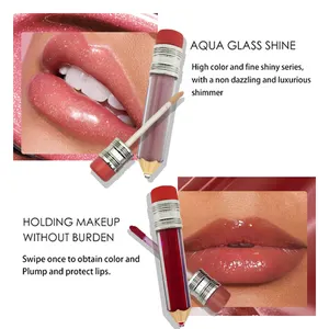 Private Label Vegan Liquid Matte Lipstick Waterproof Nude Glossy Shimmer Lip Gloss Pencil Shape Free Wholesale Beauty Lip Makeup