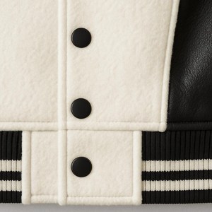 Varsity Jacket with Wool Body Leather Sleeves Classic Letterman Bomber Unisex Streetwear - Product Image 3