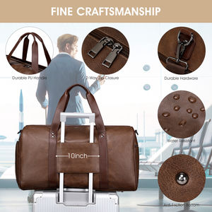 Pu Leather Travel <b>Duffel</b> <b>Bag</b> Gym Brown Retro Men Business Multifunctional Luggage Leather Overnight <b>Bag</b> Luxury Travel <b>Duffel</b> <b>Bag</b> - Product Image 5