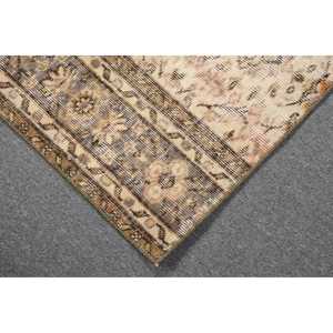 Vintage Small Rug 2x2.8 ft, <b>Brown</b> Abstract Turkish <b>Wool</b> Rug - Product Image 5