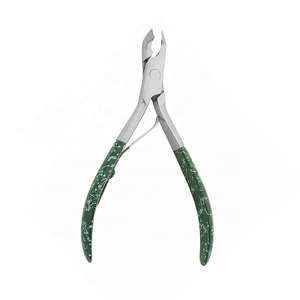 Pince à cuticules pour ongles manucure à manche antidérapant avec logo personnalisé 4.0 "en acier inoxydable allemand pince à cuticules à manche enduit de couleur - Product Image 5