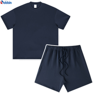 Conjunto de Camiseta y Pantalones Cortos Unisex de Algodón de Alta Calidad, Hombros Caídos, Estilo Holgado, con Logotipo Personalizado, 2 Piezas, Conjunto Deportivo para Hombres de Talla Grande - Product Image 5