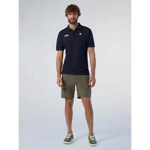 North Sails GB1 Polo Basic a Maniche Corte Blu Navy Traspirante Vestibilità Slim in Oxford Spandex Ricamato Tinta Unita - Product Image 1