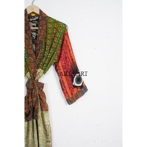 Unique Handmade Elegant Vintage Japanese Silk Kimono Robe Women Bohemian Long Summer Soft Breathable Robe - Product Image 3