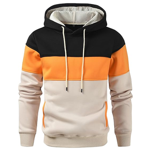 Men'<b>s</b> Casual Solid Long Sleeve Fleece Pullover <b>Hoodie</b> Embroidered Design Digital Printing Color Block <b>Sweatshirt</b> for Spring - Product Image 1