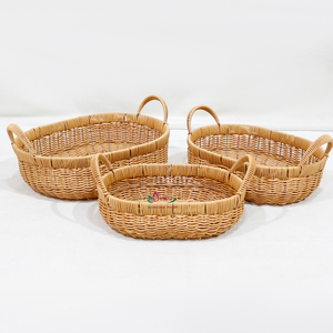 Artex Dong Thap Paniers de rangement tissés durables Plateaux de cuisine en plastique avec poignées Organisateurs empilables pour jouets et petits objets - Product Image 1