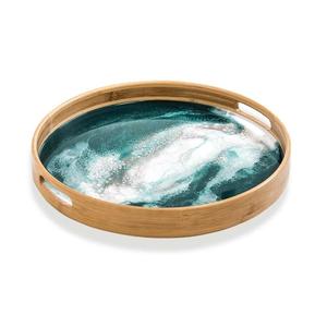 Natural Wooden <b>Dinner</b> Serving <b>Tray</b> for Home Best Quality Carved Wooden Serving <b>Tray</b> With Printed for Hotel at Low Price - Product Image 6