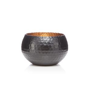 Pot de bougie en fer de conception martelée de forme ronde de couleur noire pour la maison pot de bougie de décoration de lumières de table de Noël - Product Image 1