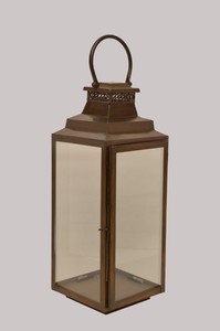 Comprar linterna de metal de alta calidad con forma cuadrada de color dorado y mango colgante linterna de metal para la venta - Product Image 2