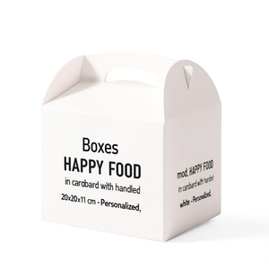 <b>Boxes</b> mod. HAPPY FOOD in <b>cardboard</b> with handle 20x20x11 cm <b>white</b> - Personalized - Product Image 3