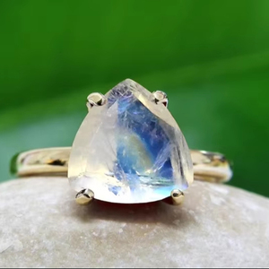 Natural Blue Moonstone Rainbow Sterling Silver <b>Ring</b> Handmade Gemstone Silver <b>Indian</b> Seller Gold Plated <b>Ring</b> Fine Jewelry. - Product Image 1