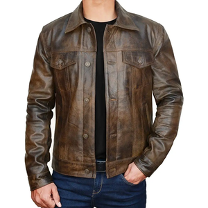 2024 <b>Men</b> Leather <b>Jacket</b> Professional Made Genuine Cowhide Leather Wholesale Hot Selling High Quality <b>Light</b> Weight Best Design - Product Image 2