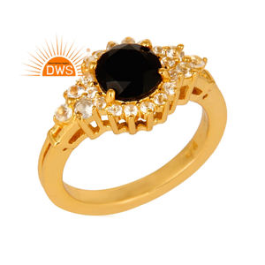 แหวนเงินแท้สีขาวธรรมชาติสีโทแพซ925และพลอยสีดำพลอยนิลแหวนวางซ้อนกันได้ - Product Image 4