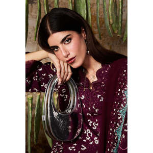 Ensemble semi-formel en mousseline de soie brodé printemps-été avec dupatta et pantalon - Product Image 5