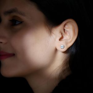 Certified <b>Cute</b> Moissanite Stud <b>Earrings</b> with Halo for Women 10K White Gold Engagement - Product Image 2