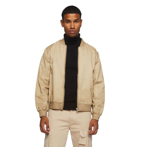 Chaqueta Bomber Ligera de Lona de Algodón para Hombre 2026, Estilo Urbano Personalizable con Bolsillo Canguro y Decoración de Piel - Product Image 6