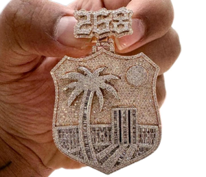 Colgante Circular Personalizado con Moissanita Real de Corte Redondo de 3 Quilates, Chapado en Oro Blanco de 14K - Product Image 2