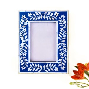 Cadre photo en nacre carré de luxe pour décoration de maison et de bureau indien élégant fait à la main avec incrustation complexe Exportation dans le monde entier - Product Image 2