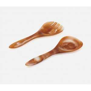 ชุดช้อนฮอร์นธรรมชาติทำมือ2ชิ้นสำหรับใช้ในบ้านและร้านอาหาร - Product Image 4