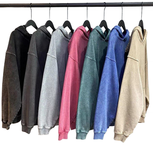 Sudadera con capucha desgastada lavada con piedra ácida de gran tamaño de buena calidad de algodón pesado de 500gsm personalizada Sudadera con capucha Vintage para hombre - Product Image 1